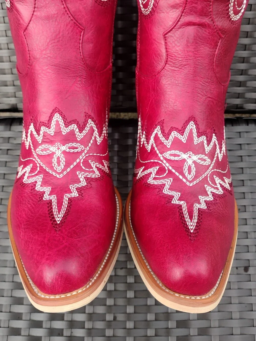 Over-the-Knee Lace Up Back Snip Toe Western Boots In Red